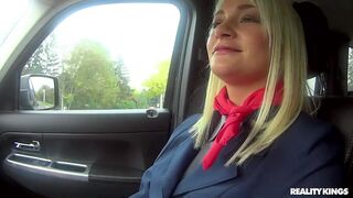 Russian Stewardess Squirts in Car after Hours