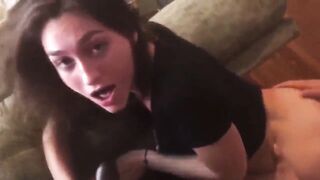 BBc and boyfriend taking turns and spitroasting cute brunette