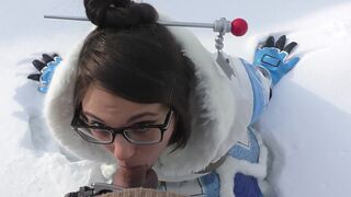 Public Overwatch Mei Blowjob in Snow