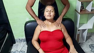 I give my motherinlaw a hot massage and she gets horny