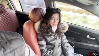 Risky Public Sex in the Car Huge Cum on Face and Cumwalk in metro