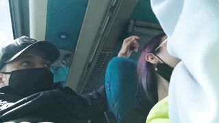 Blowjob and fucking with creampie in public service bus - BlakeProductions