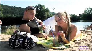 He offers the blonde Carla Cock a nice slush and takes her to fuck near the lake