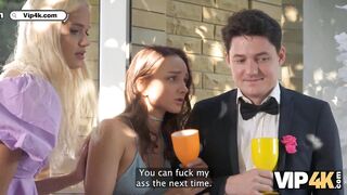 VIP4K. Bride was having a wild sex with a toastmaster while the Groom was watching