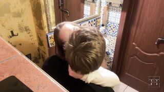 Gave a Blowjob in the Toilet. 4K HD Tim Team